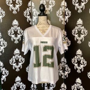 🍀 White Silky, Sparkly Gold Packers Jersey!
